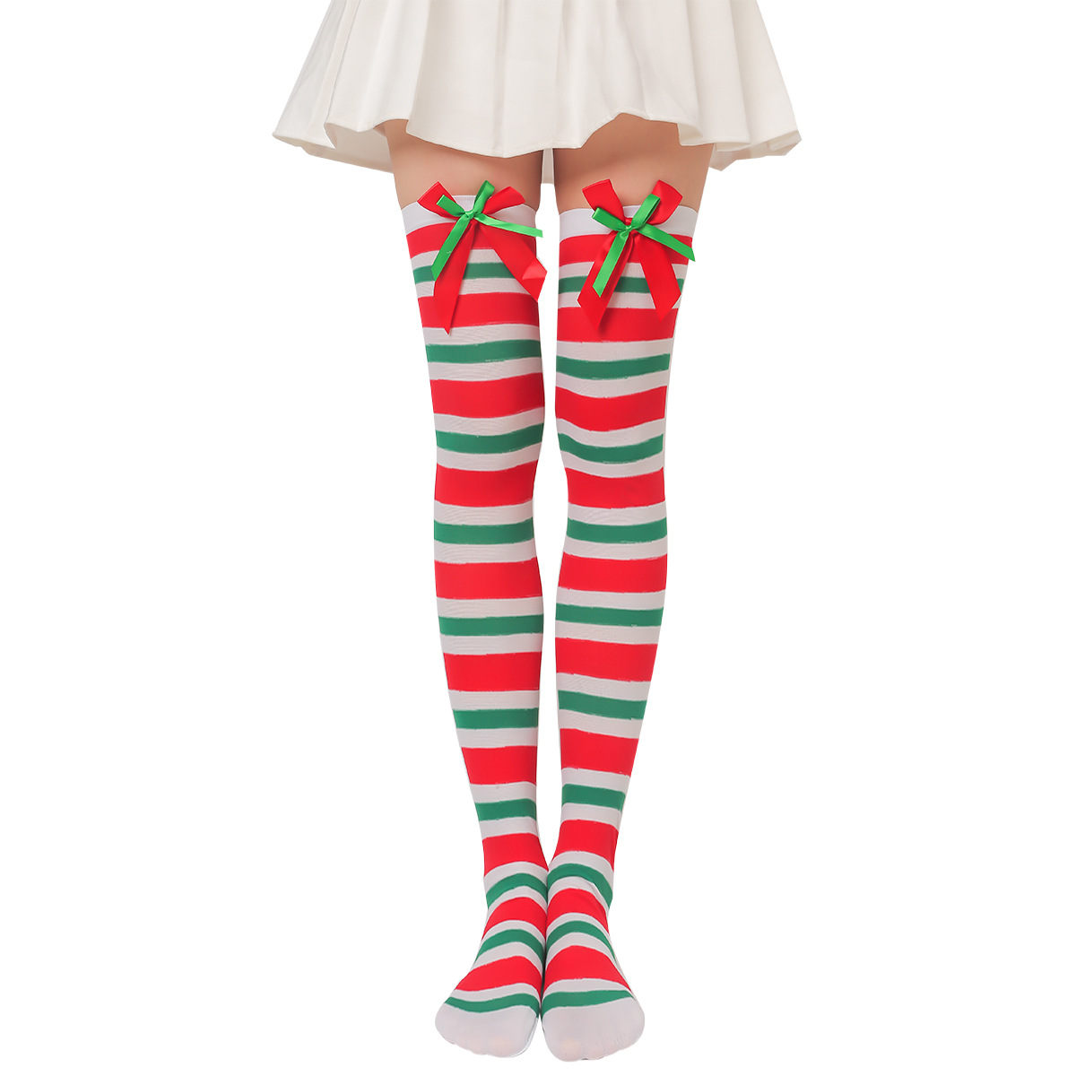 Irish Saint Thigh High Stockings Shamrock Striped Over Knee Sock